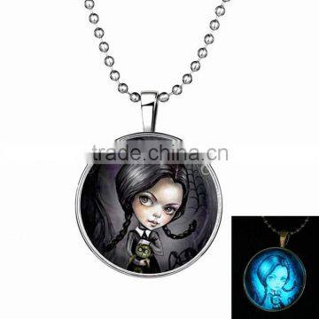 Hot sale fashion summer jewelry witch girl pendant necklace of light