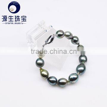 high quality fashionable genuine black pearl bracelet for men bracelet pearls with 925 silver clasp