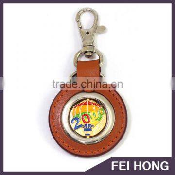 Promotional gift High qulaity spinning leather keychain