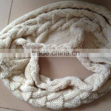 Fashion Cables Knitting Soft Fat Acrylic Neck Warmer Winter Round Scarf