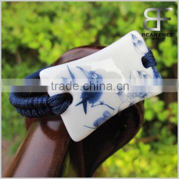 China's traditional handicrafts Square Ceramic Bracelet Love bird flower printed, Adjustable Wrist Size Bracelet