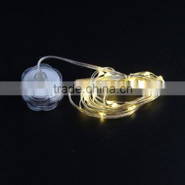 Battery Operated warm white color 20 lights submersible LED copper wire string light