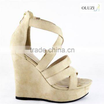 OLNS005 2015 Brand new Sexy High Heel Summer hidden heel Sandals High Quality Ladies suede wedges Sandals