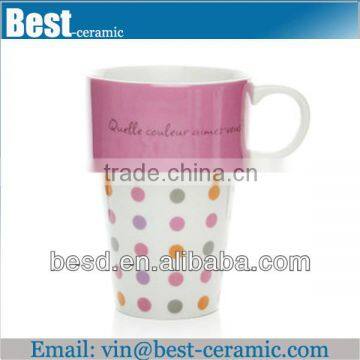 spot decal 10oz ceramic cup with hand