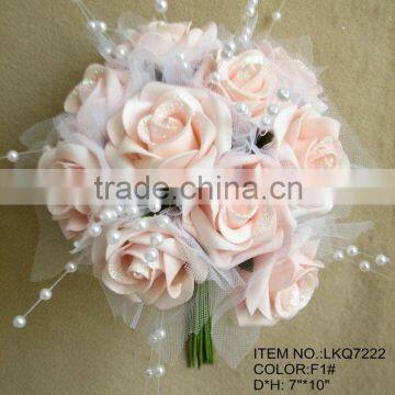 bridesmaids artificial flowers beaded bouquets with glitters covered for wedding decorations