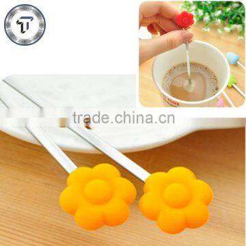 Eco-friendly sunflower shape stainless steel drink stirrers