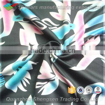 black material with printed nylon spandex swimwear fabric stock