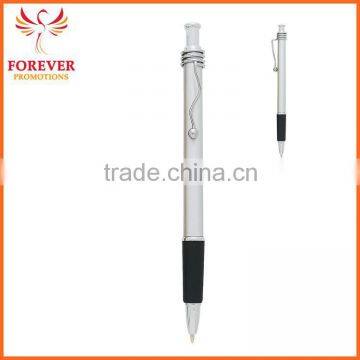 Exhibition Conference Custom Wired Clip Plunger Action Ballpoint Pen With Rubber Grip Ball Pen Supplier photo-5