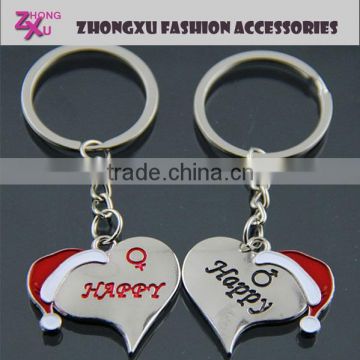 new fashion custom festival heart cheap promotion happy Christmas keychain gifts