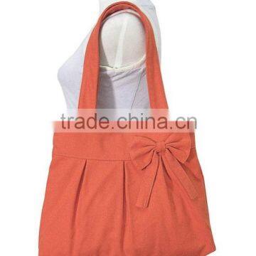 cotton canvas tote bag / bow purse / shoulder bag / diaper bag - zippered closure fashion bag ladies bag