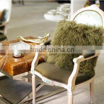 Dark Green Color Real Mongolian Lamb Fur Oriental 50*50CM Cushion/New Design Cushion Covers photo-2