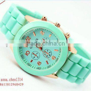 hot sale amazon watch geneva platinum silicone jelly watch