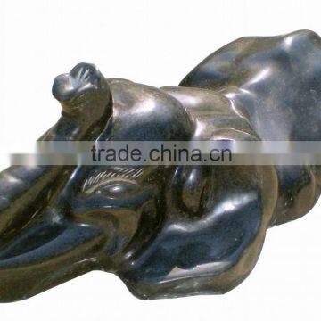Elephant Lying Black Stone Statue DSF-T117