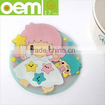 custom made popular soft PVC colored cup mat ,non-slip embossed silicone coasters