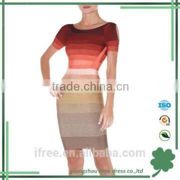 Tight-fitting Knee-length Gradual Colour latest dress patterns ladies