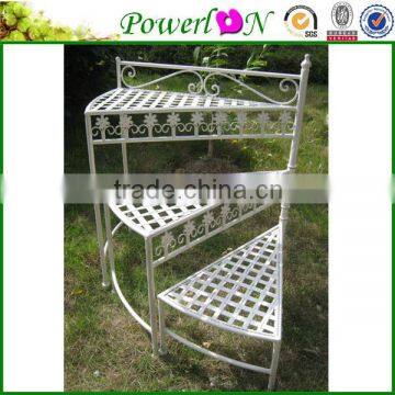 Classical Vintage Antique White Wrough Iron 3 Tier Metal Plant Stand For Garden Decoration Patio TS05 G00 C00 X00 PL08-4910