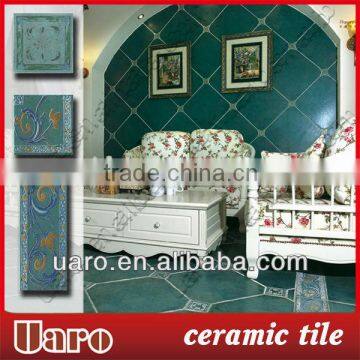 Decoration Green Flower Vintage Brick Antique Ceramic Bathroom Wall Tile Borders