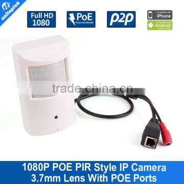 Motion Detector Realtime Wired HD 1080P PIR POE Camera Wide View Angle 3.7mm Lens