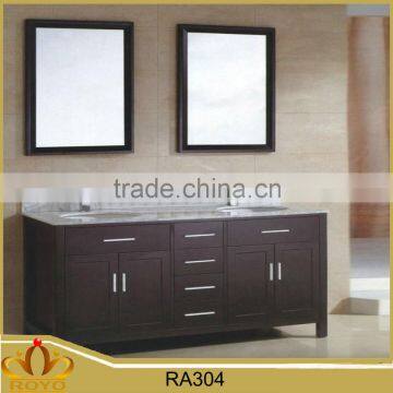 Classic Hotel Double Basin Mirrored Mdf Bathroom Sink Cabinet RA304