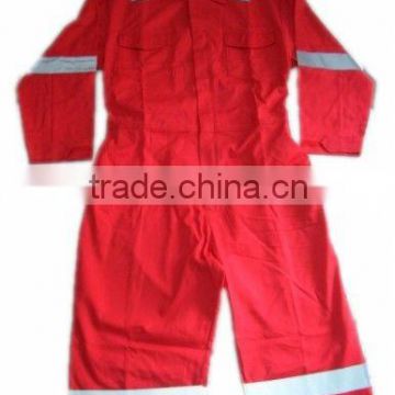 red breathable ployester cotton with high reflective tapes working coveralls