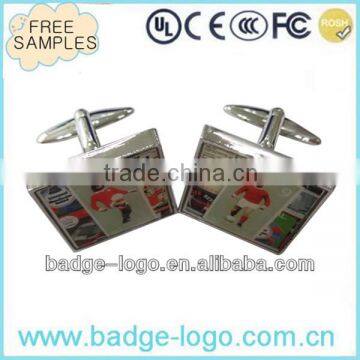 Square Shaped Custom Brass Men's Cufflinks With Printing