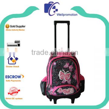 Fashion new style children's trolley backpacks on wheels and suitcases