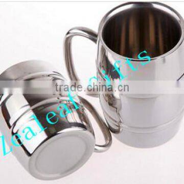 Double Wall Barrel Shaped Stainless Steel Beer Mug 18oz