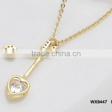Double Arrow Hearts With AAA Cubic Zirconia Pendant Necklace Good Jewelry photo-3
