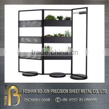 China wholesaler customized carbon steel planter racks with black powder coating, metal planter fabrication