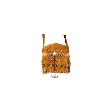 ladies western fringe bag/suede leather ladies hand bag/hand made purse