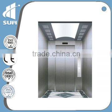 1250kg machine roomless passenger elevator with hairline stainless steel