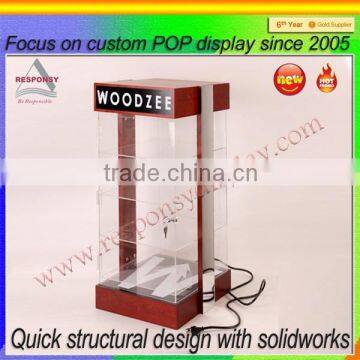 wood and acrylic sunglass display cabinet, watch display showcase