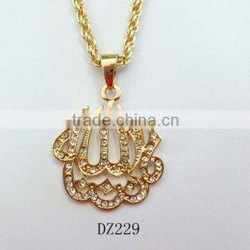 Wholesale bijoux fantaisie allah letter necklace pendent gold