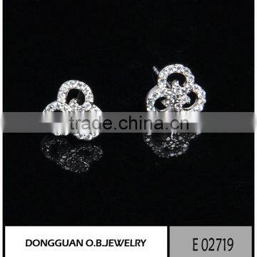 Fashion silver earring stud jewelry wholesale clear crystal stone handmade jewelry