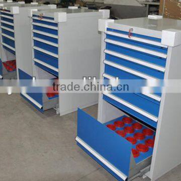 Cutting tool cabinet with caster wheels