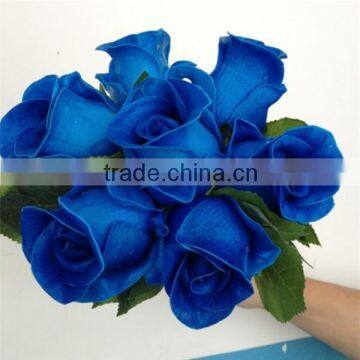 artificial Wedding decorations latex 6 head rose bud bouquet royal blue rose flower