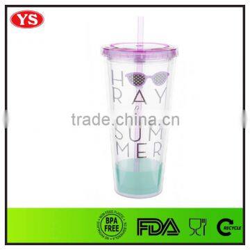 Promotion Custom Double Wall 24oz Plastic Insulated Tumbler With Straw