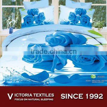 nave blue rose pattern printed bedding bedroom sets 100% cotton
