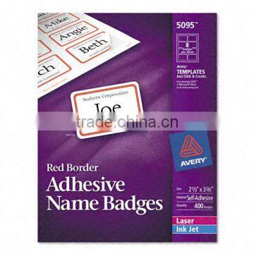 Flexible Self-Adhesive Laser/Inkjet Name Badge Labels, 2 1/3 x 3 3/8, RD, 400/BX