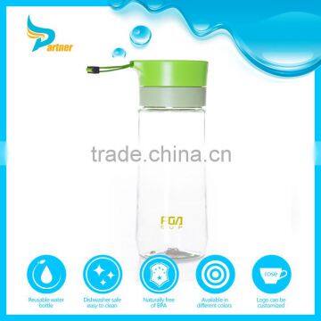 500ML tritan BPA free plastic drinking mineral water bottle transparent flat plastic water bottle