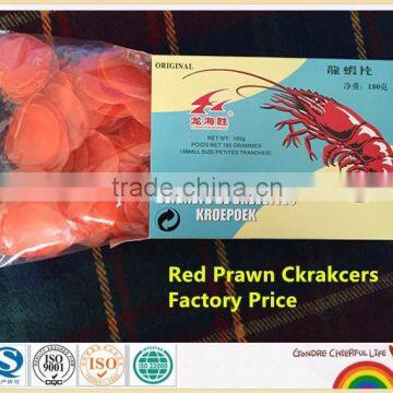Freshly fried Chinese Red Prawn Crackers served in restaurants or as a family pack