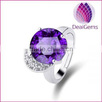 Classic micro inlay zircon purple crystal ring