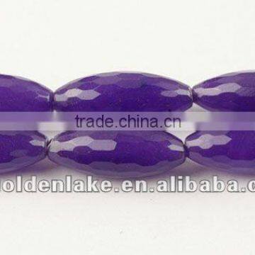 Dyed Purple Jade Faceted Large Rice Beads