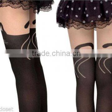 Japanese Kitten Mock Knee High Socks CAT TAIL TATTOO TIGHTS Leggings Pantyhose