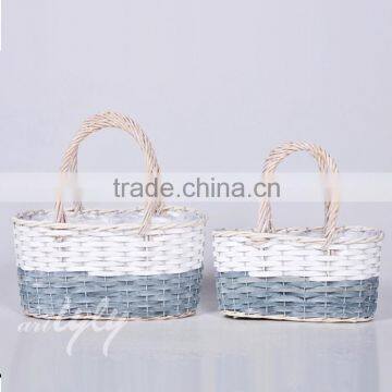 shabby wooden basket with custom logo for home