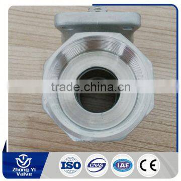 zhongyi valve stainless steel one piece 1000wog ball valve with handle