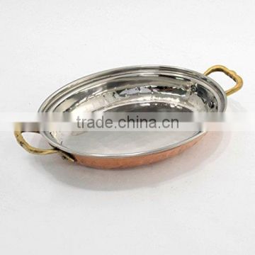 Tray and Copper Platter for Indian Dishes, Serveware Utensil Serving Tray and Platter