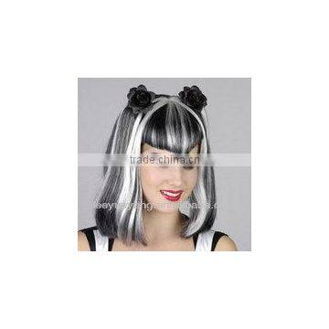 2014 hot sale black and white halloween witch wig