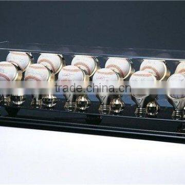 12 Baseball Acrylic Display Case with Gold Ring Holders and Risers C0211001