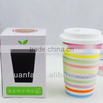 hot new produt for 2015 double wall porcelain cups with silicone cover